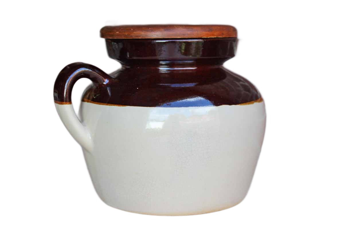 Vintage Bean Pot  Stoneware Ceramic Bean Pot With Lid and Handles