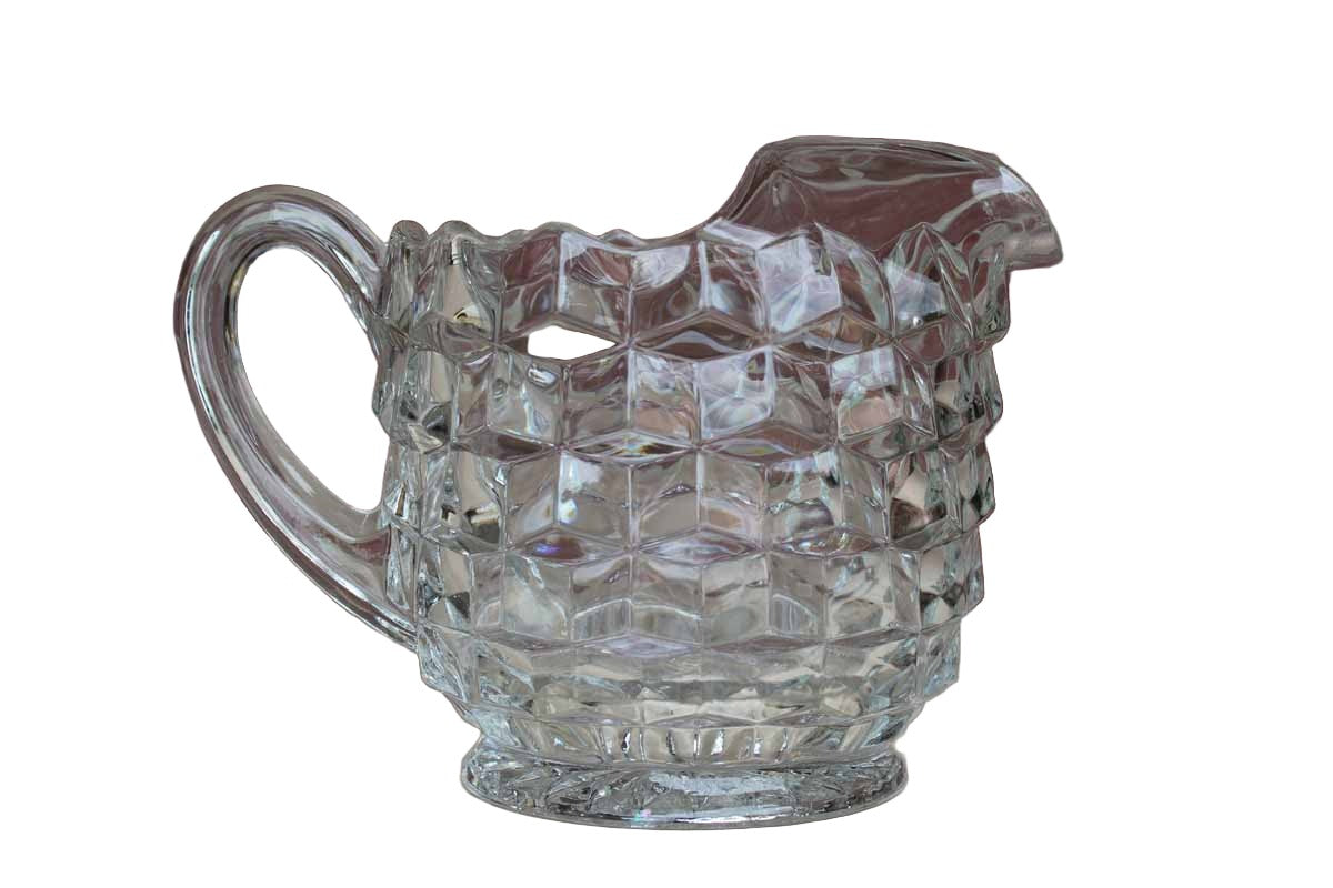 Vintage Fostoria American Pitcher/Jug - 59 Oz. Clear Glass Cubes Pattern  2056