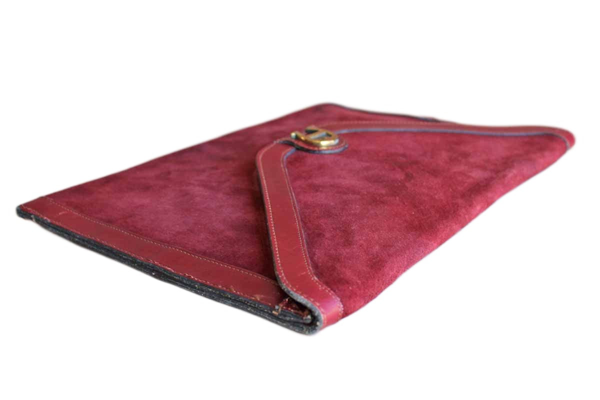 Etienne Aigner New York USA Antic Red Leather and Suede Clutch