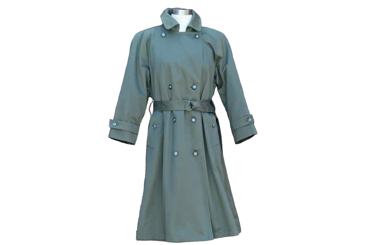 London Towne Green Cotton Blend Trench Coat with Removeable Lining