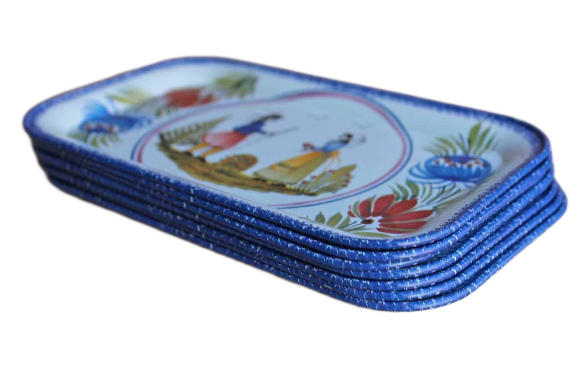 Massilly (France) HB Henriot Quimper Tin Plates, Set Of 8 – The ...