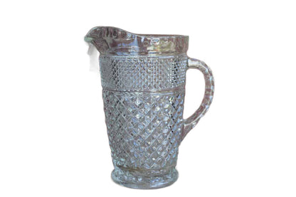 Clear, Pressed Glass w/ Curved Pattern: Serving Pitcher, 9 Tall, As I —  Dishes Encore